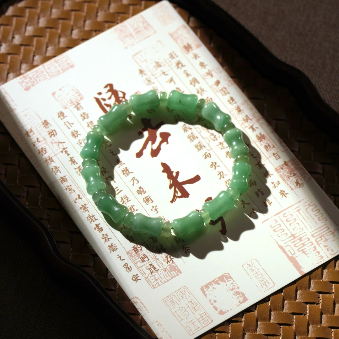 湖水绿东陵玉时尚竹节手串女款手串国风百搭（多样性发一带证书）