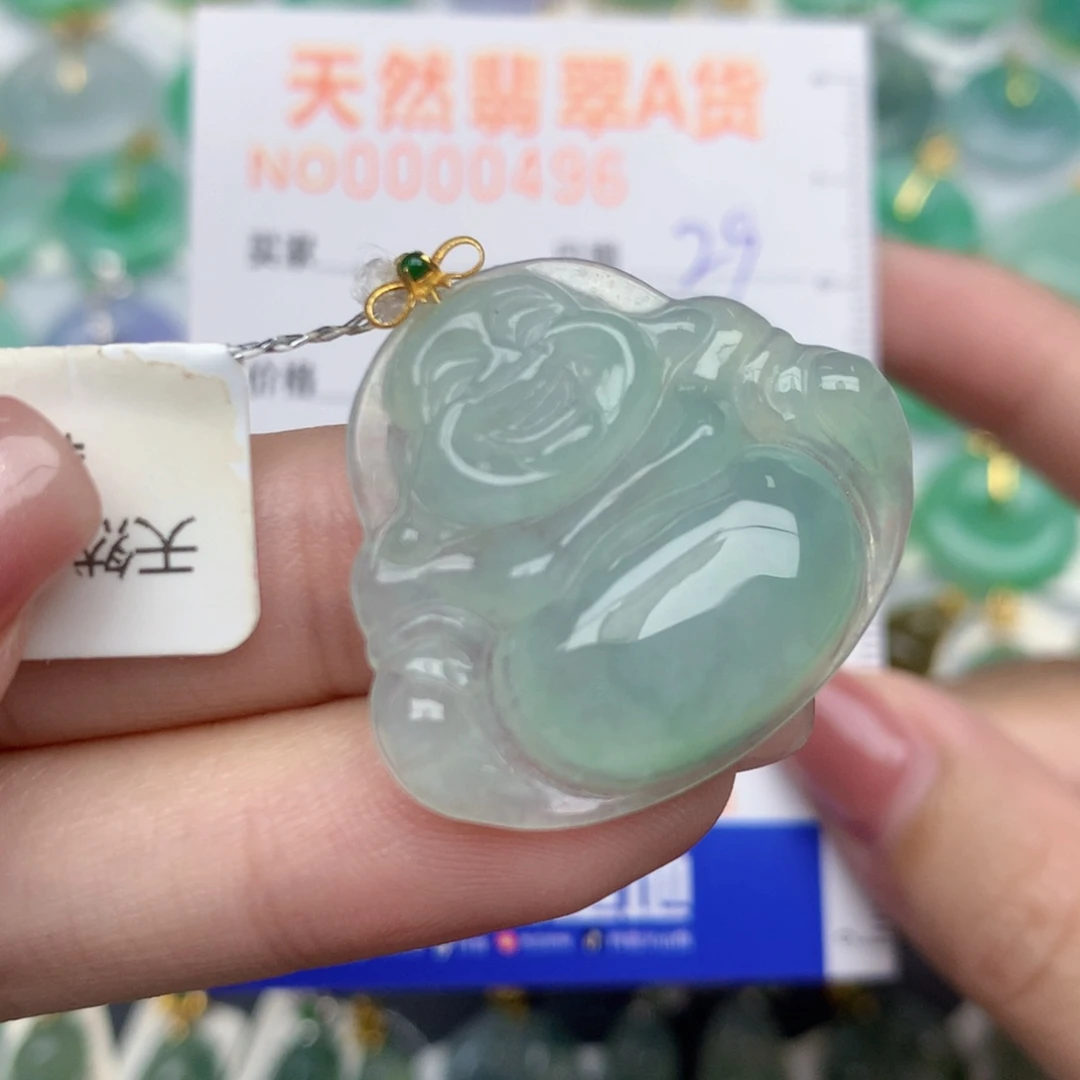 翡翠18K金镶嵌颈饰佛公