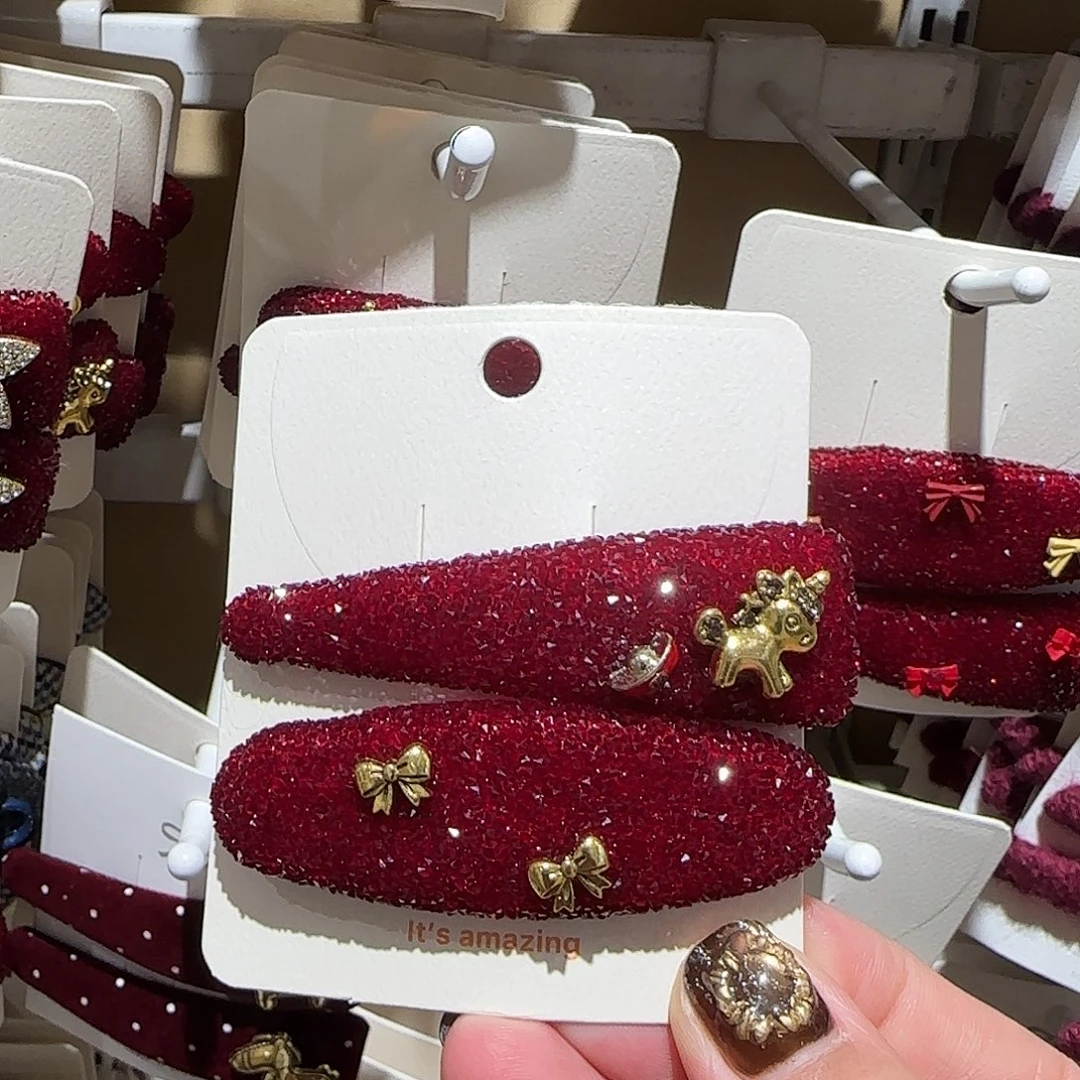 非金属红色满钻掰掰夹