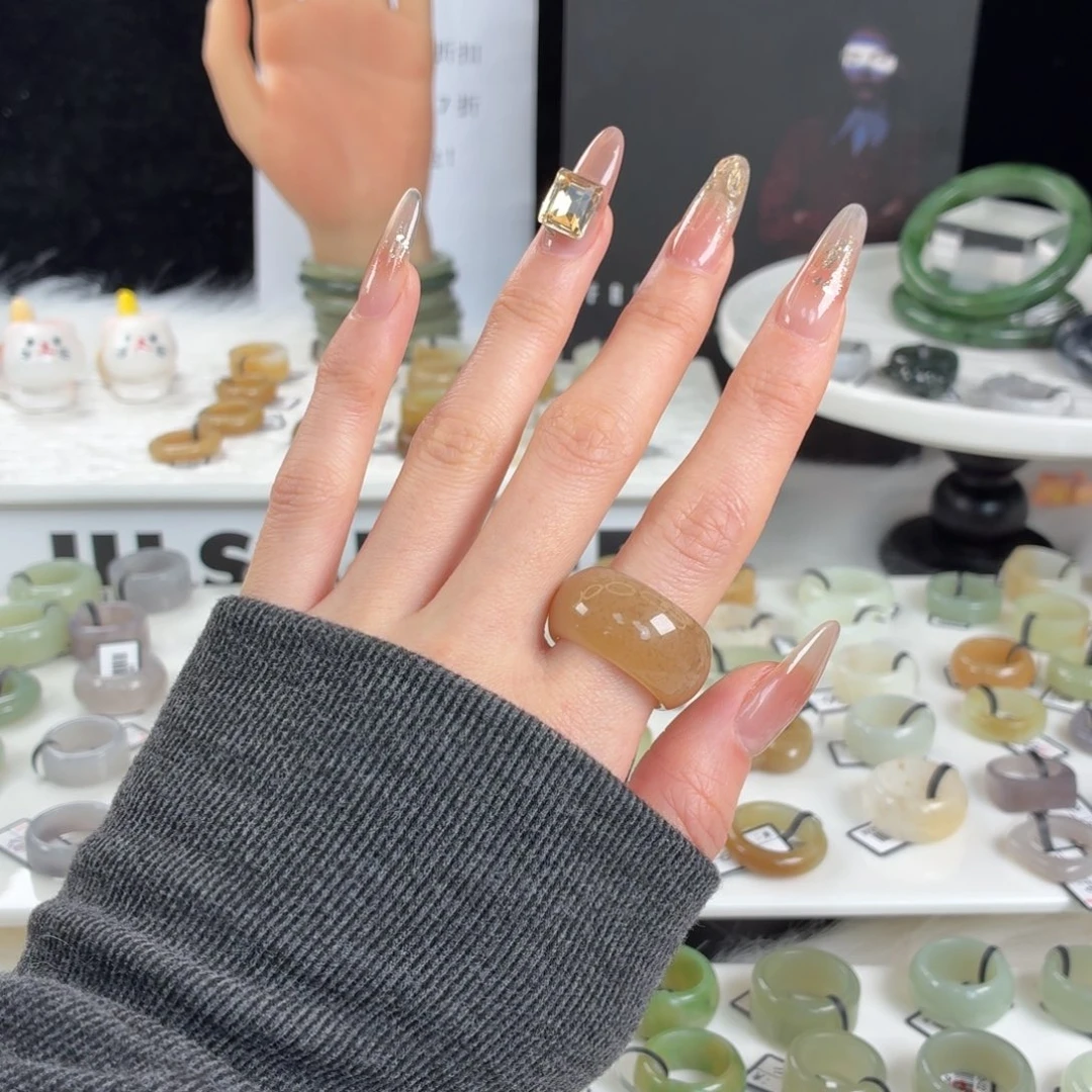 和田玉未镶嵌戒指z36金桔糖轮胎18.1