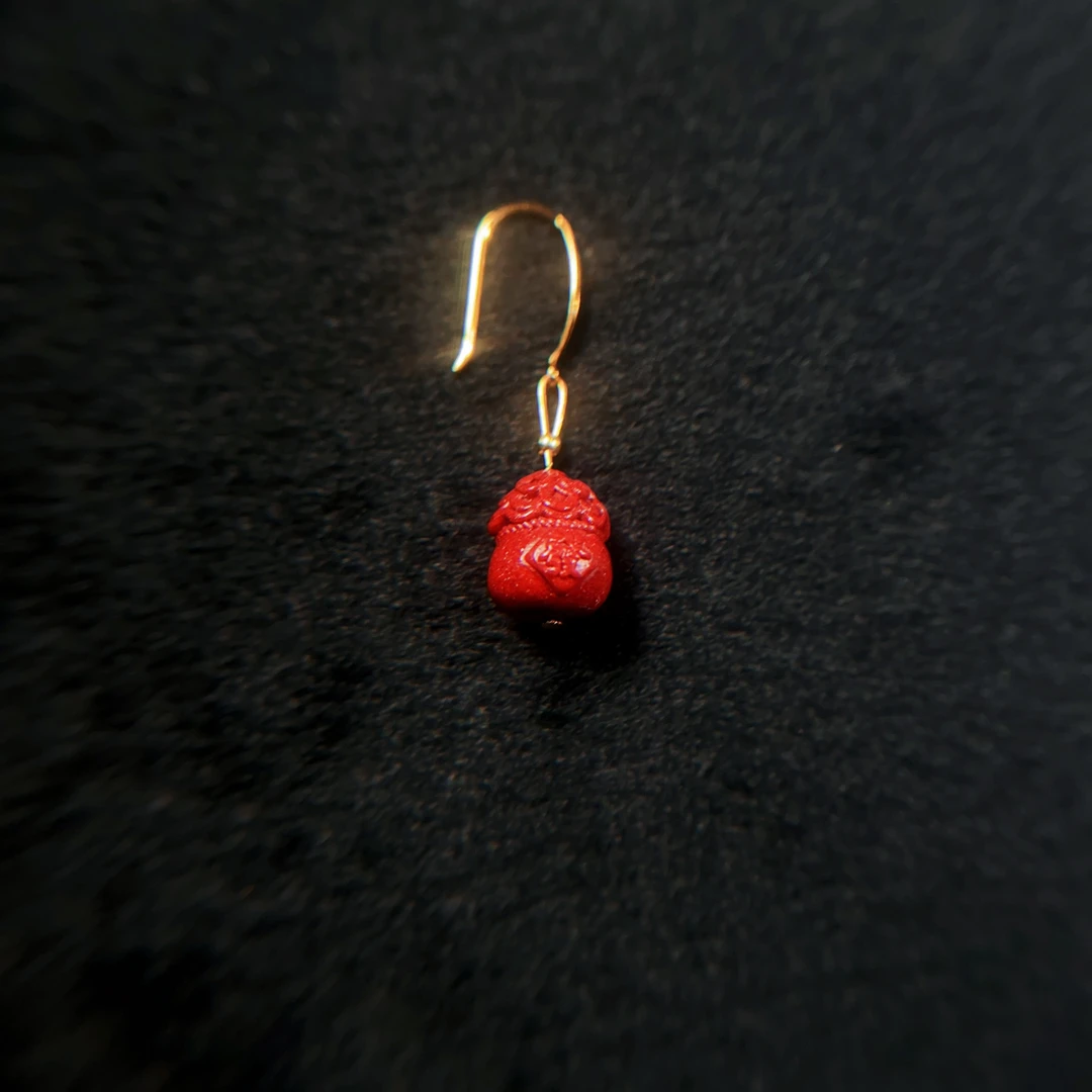 含辰砂工艺品《添福耳坠》朱砂古风女款道风原创（做完课程再发货）