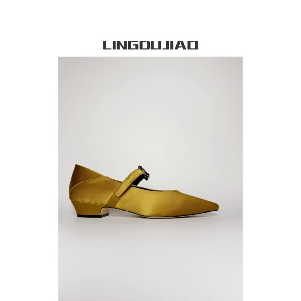 LINGDUJIAO/零度角【真丝粘扣极简粗跟单鞋】3763-7/3cm