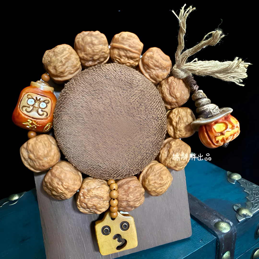 非金属木质手链 橘胖胖原创跟付南瓜怪达摩福袋招财手串