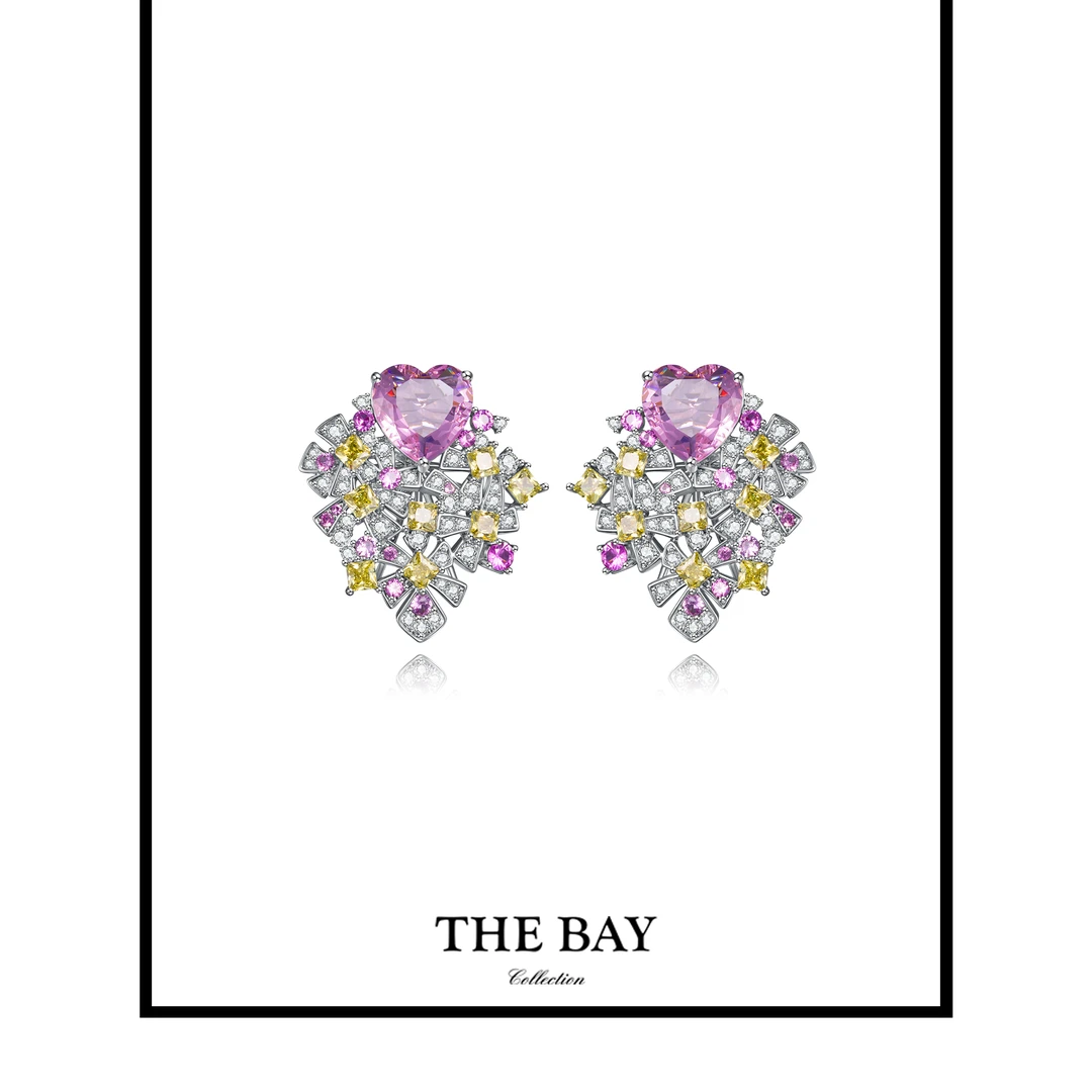 足银仿水晶耳饰 TheBay【梵宝】轻奢重工耳钉YCTB00174