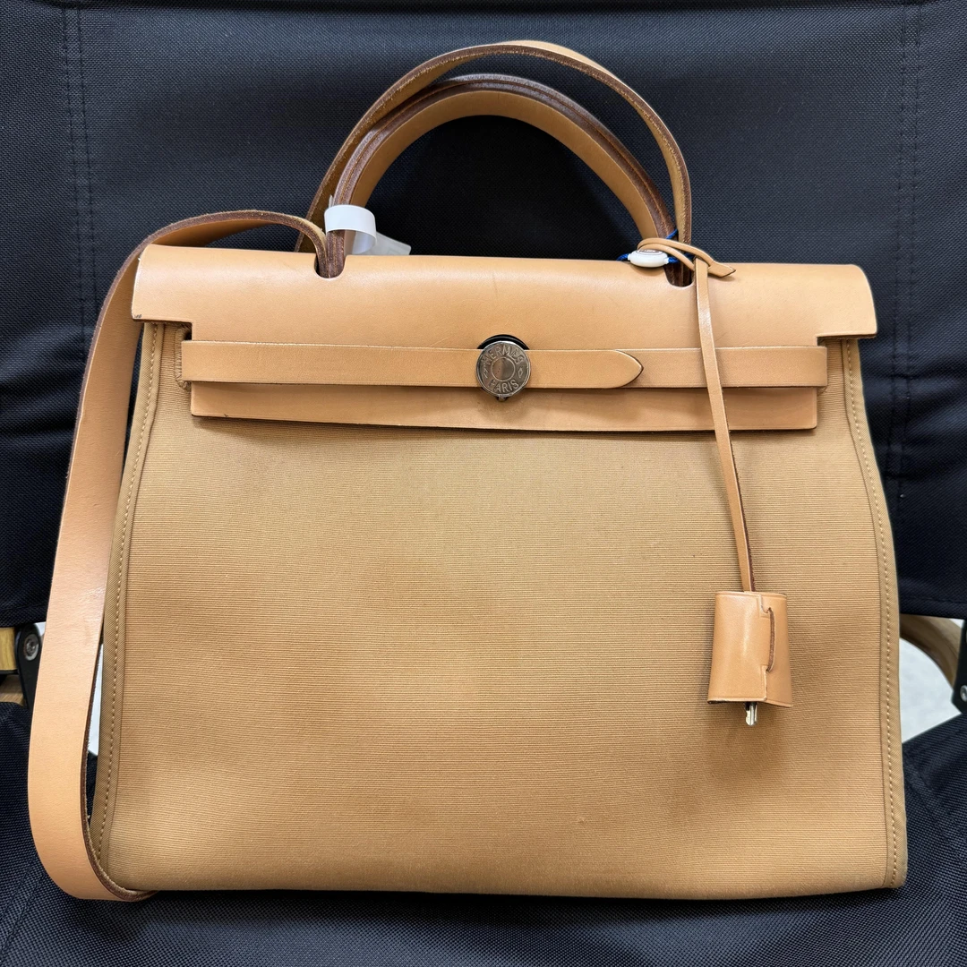 95新 Hermes/爱马仕 herbag 31棕色斜挎包