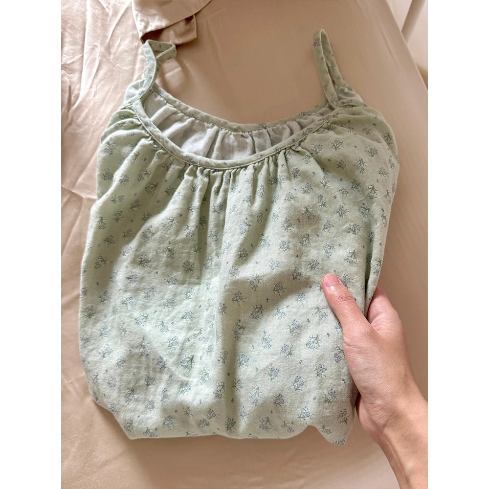 日系温柔风夏日小碎花吊带睡裙女款夏季新款大码显瘦家居服连衣裙