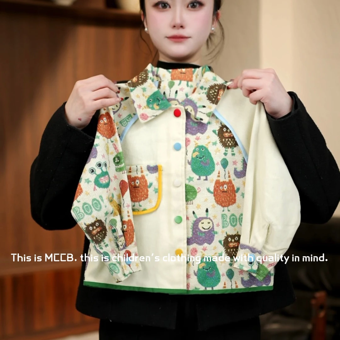 【鸭梨童品】2025春季新款夹克外套刺绣拼接个性简约洋气男女童休闲