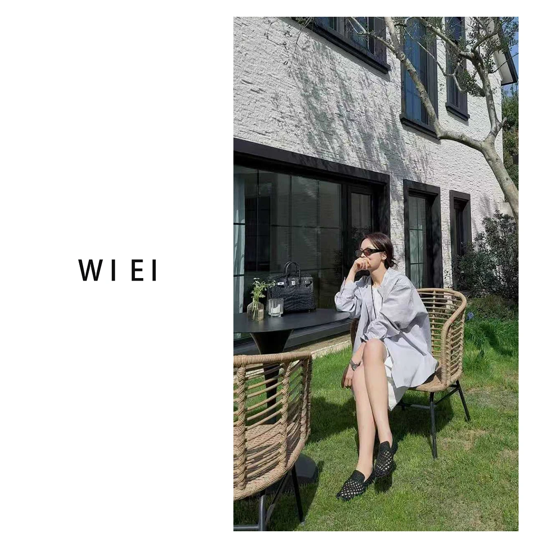 《WI EI》收藏家*極简风纸片人100棉纽扣式佰搭显瘦舒适套装W25C002