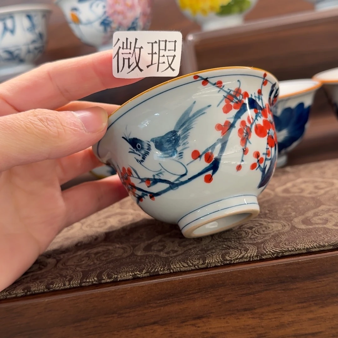 釉下手绘茶具微瑕