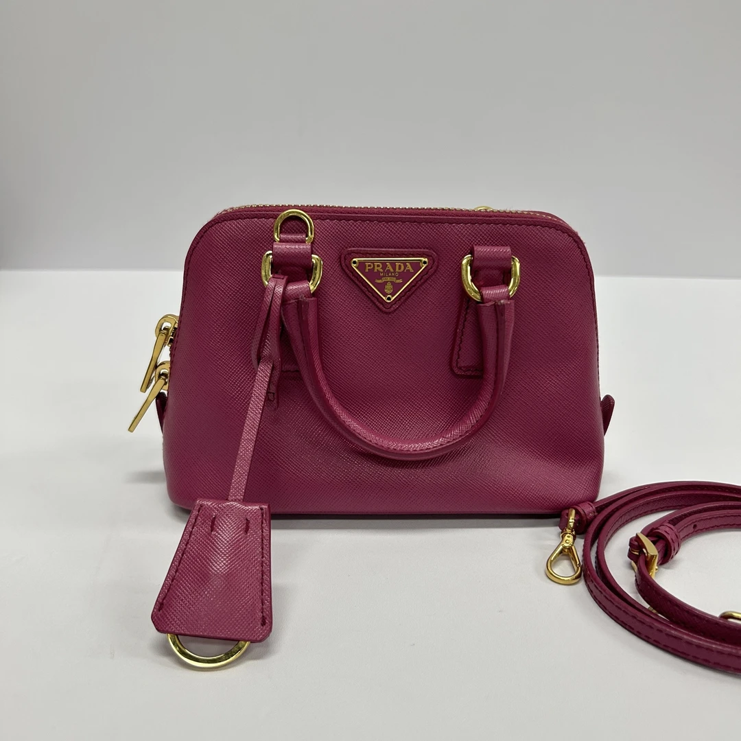 95新 Prada/普拉达 Promenade玫紫色mini斜挎包 08841