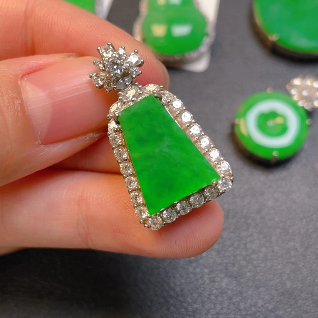 翡翠银S925镶嵌吊坠(不含链)