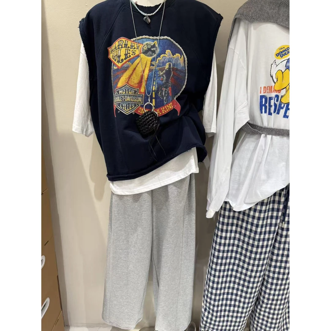 韩国东大门2025秋冬新款Garment2025秋百搭做旧破洞印花无袖背心