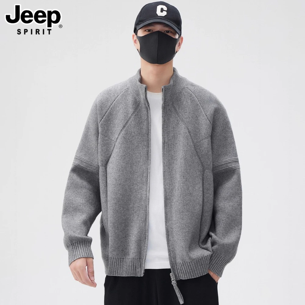 JEEP吉普针织开衫保暖毛衣男春秋冬季25新款潮流帅气宽松男士外套