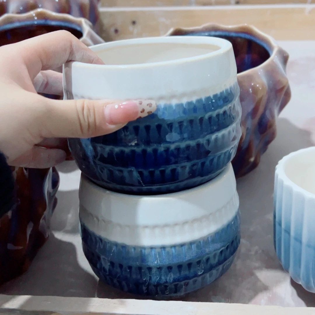 有孔，陶瓷花盆满10米包邮发货