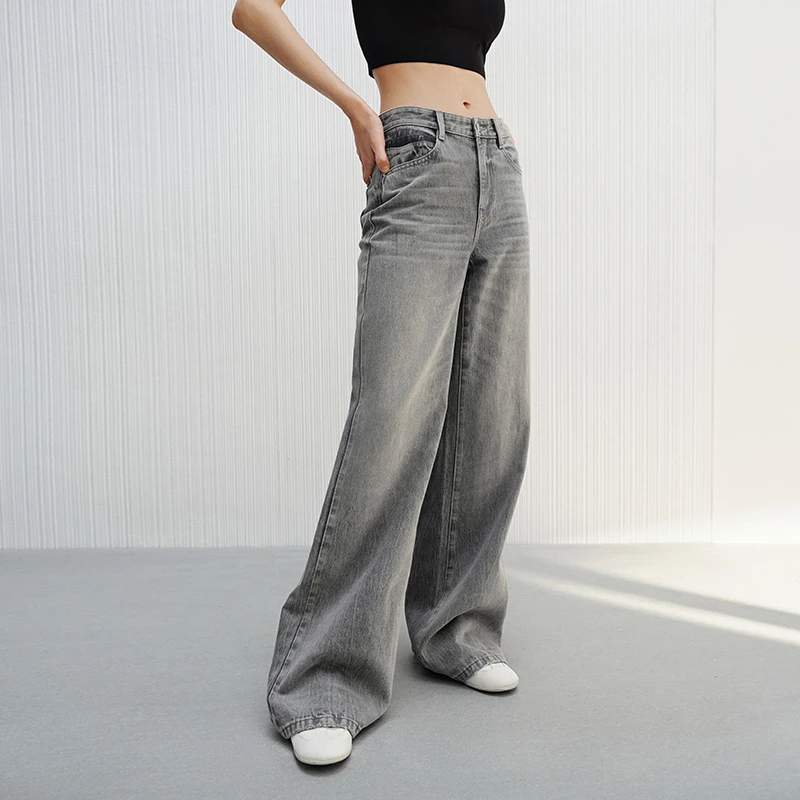 【裤子】【商场同款新品】艾诺丝雅诗 美式复古阔腿牛仔裤 50223288