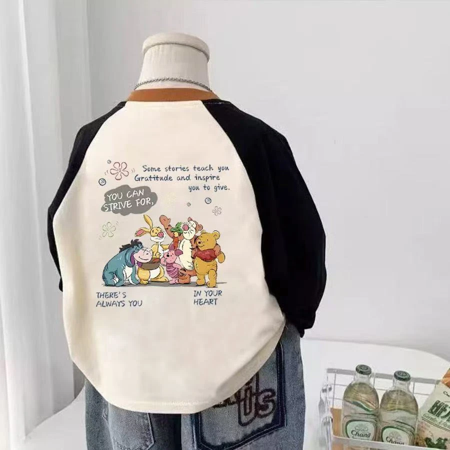可爱儿童男童秋季服装长袖T恤中小童春秋圆领休闲撞色卡通上衣