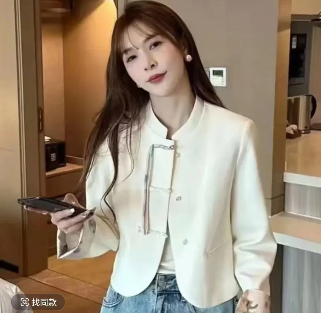 C27新中式国风短款外套女春秋季新款高级感改良唐装复古盘扣上衣