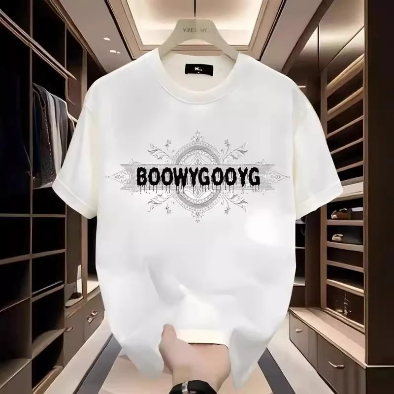 【专柜正品】潮流圆领舒爽印花T恤夏季2025短袖新款宽休闲风上衣