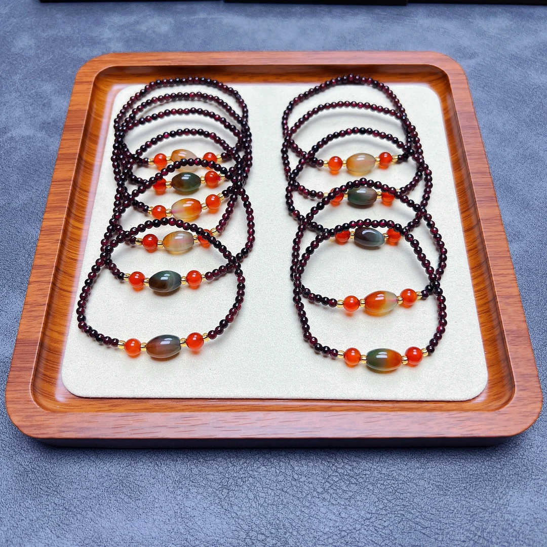 天然石榴石盐源玛瑙转运手链