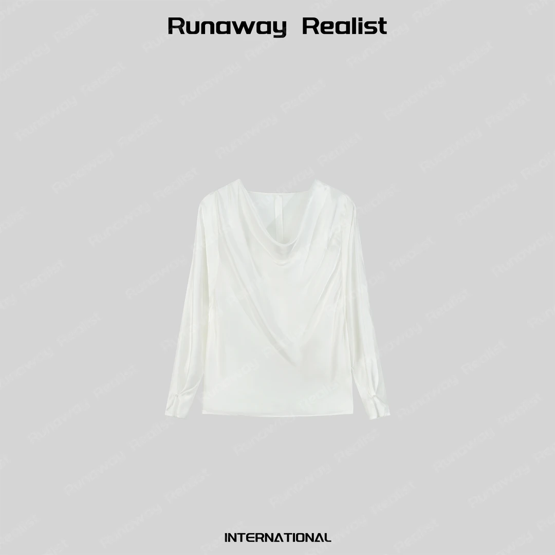 【RUNAWAY REALIST】100桑蚕丝气质荡领上衣小衫 S513