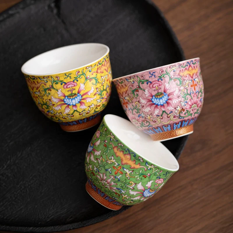 珐琅彩茶杯主人杯单杯喝茶杯高档个人专用茶具陶瓷品茗杯功夫茶盏
