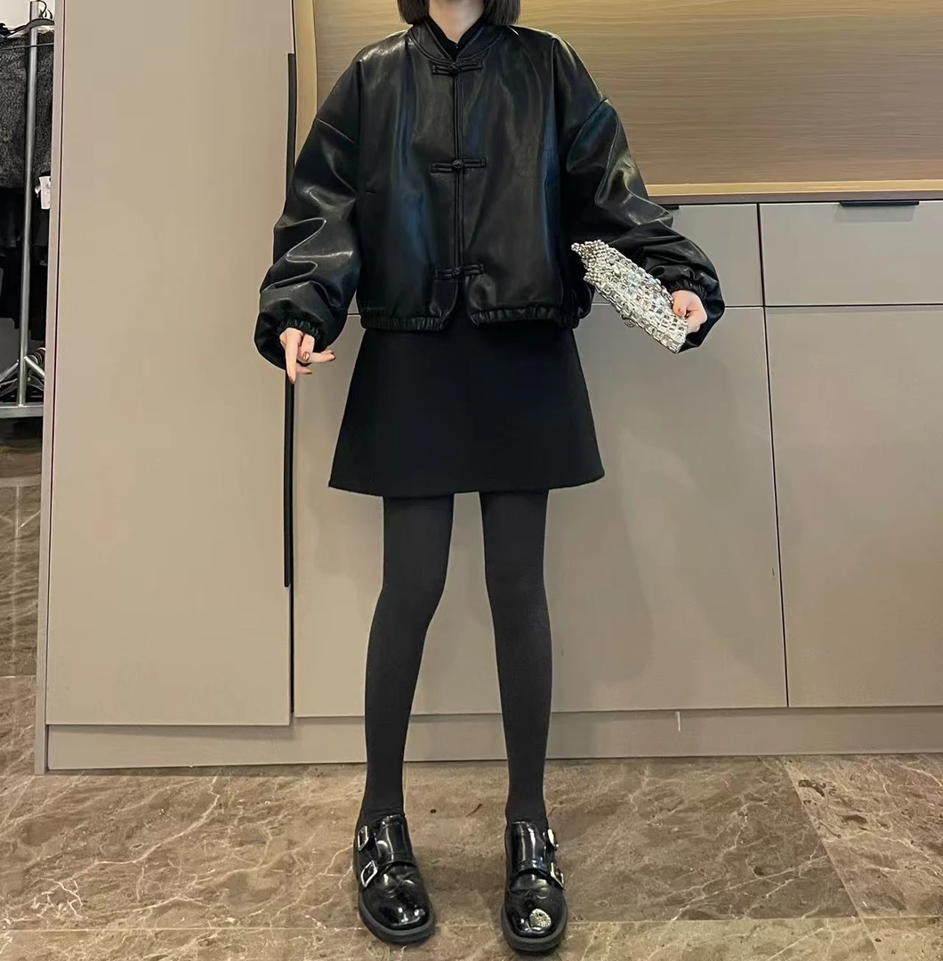 米可/MK-3271ZJ【盘扣设计感内胆羽绒皮衣】时尚休闲冬季新款皮衣