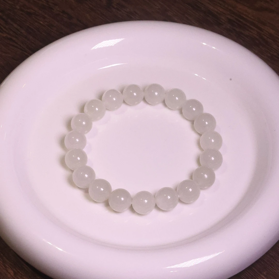 云灵丨 天然和田玉 素圈手串（颜色微不同）