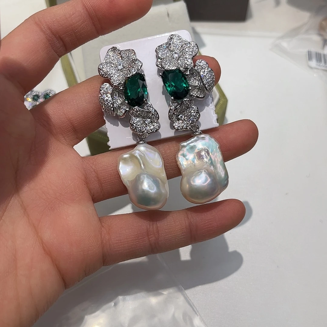 合金淡水珍珠耳饰