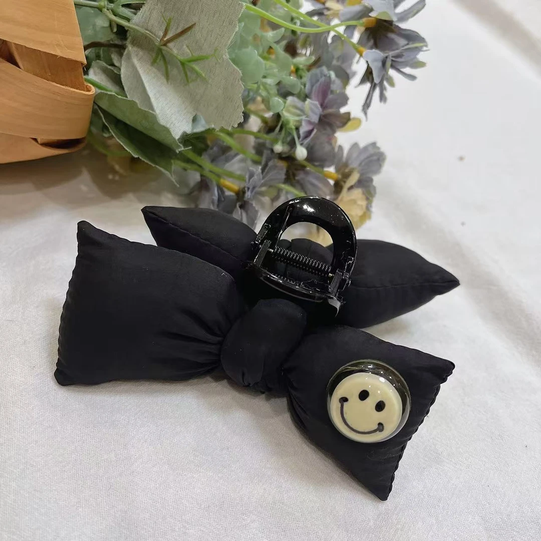 【笑脸蝴蝶结抓夹】婷婷同款推荐 黑色时尚蝴蝶结抓夹头饰