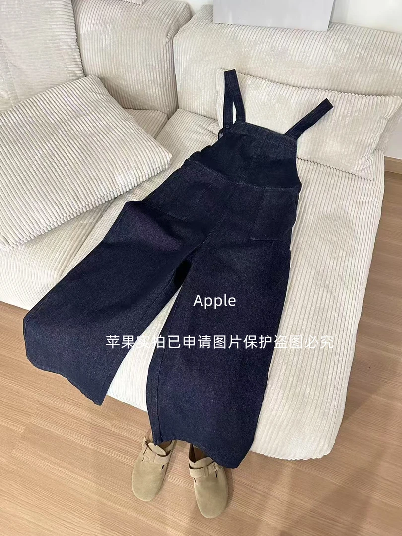 【苹果推荐】春季新款韩版时尚纯色休闲简约牛仔背带裤