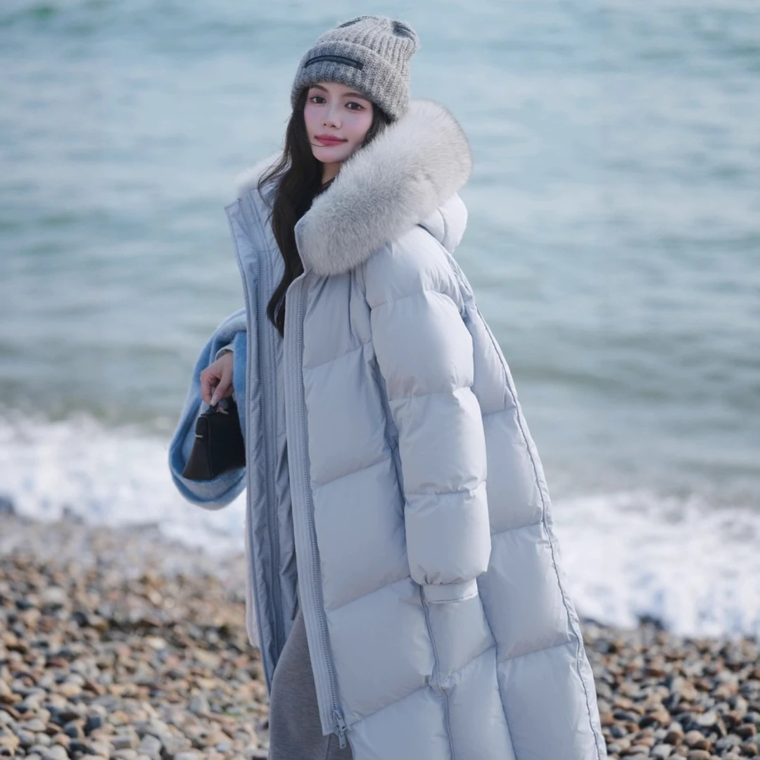 波司登极地联名90白鸭绒大毛领长款羽绒服女士2025冬季新款时尚过