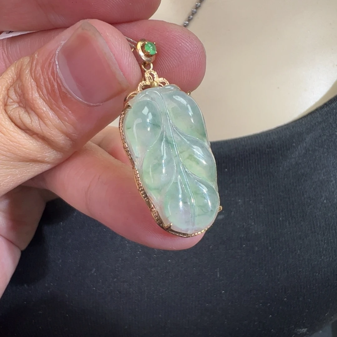 翡翠18K金镶嵌吊坠(不含链)