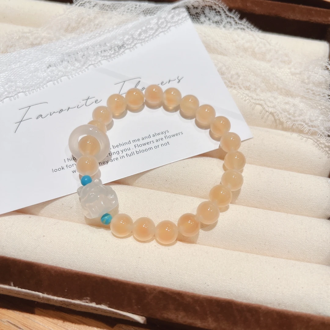 X313天然橙糖心玛瑙中式高级感糖心手串礼物多样性发一