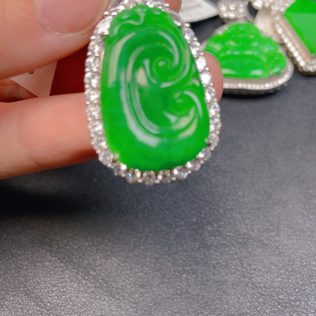 翡翠银S925镶嵌吊坠(不含链)