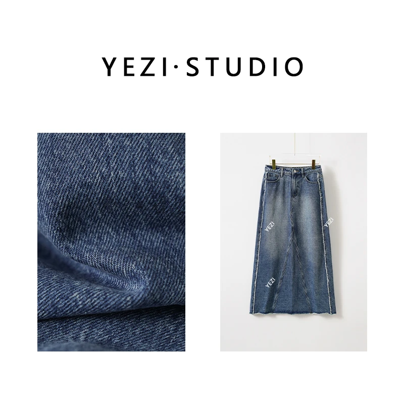 【解构主义】12.5OZ有机棉丹宁结构剪裁毛边牛仔半裙25133023-2/20