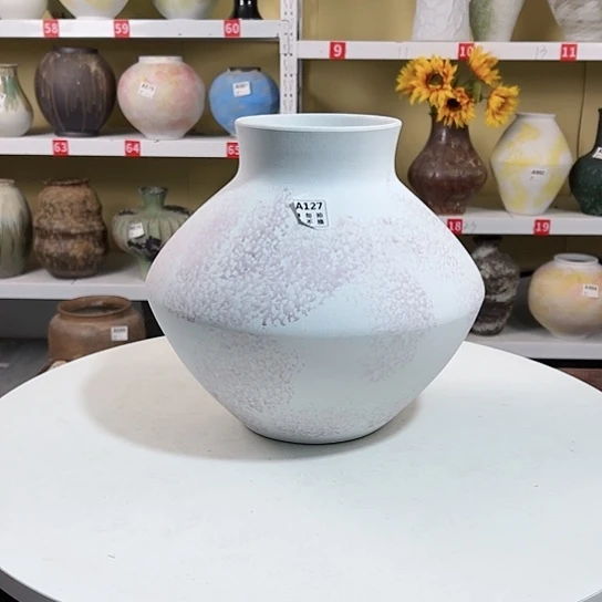 瓶陶瓷花瓶摆件摆件摆件 高28口13。127