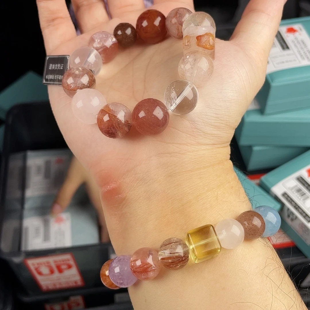 水晶手串银S925镀金镶嵌
