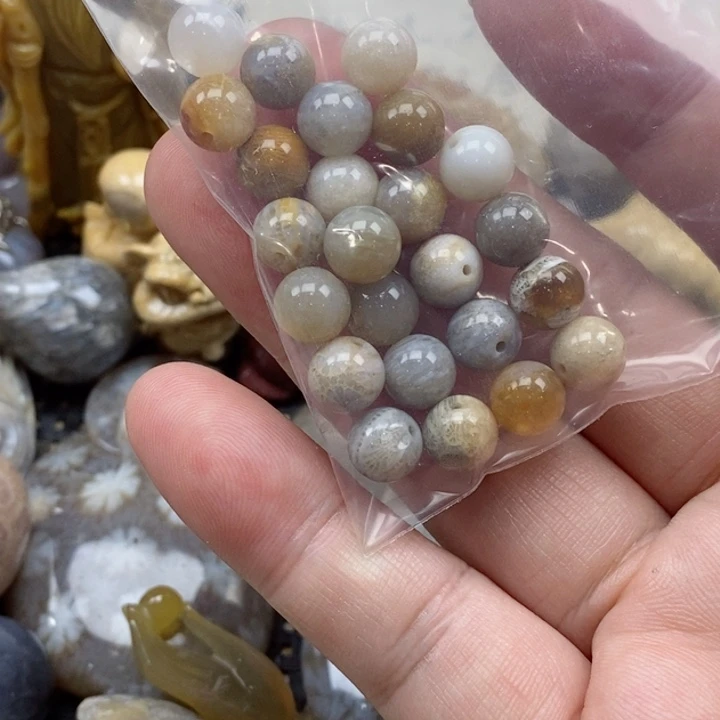 颈饰未镶嵌硅化珊瑚（珊瑚玉）