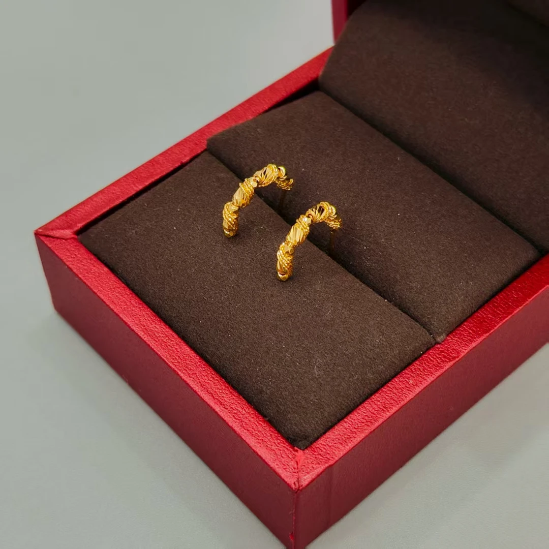 珺铺黄金 足金999【二店】5G拐杖爆闪拉丝直针耳饰