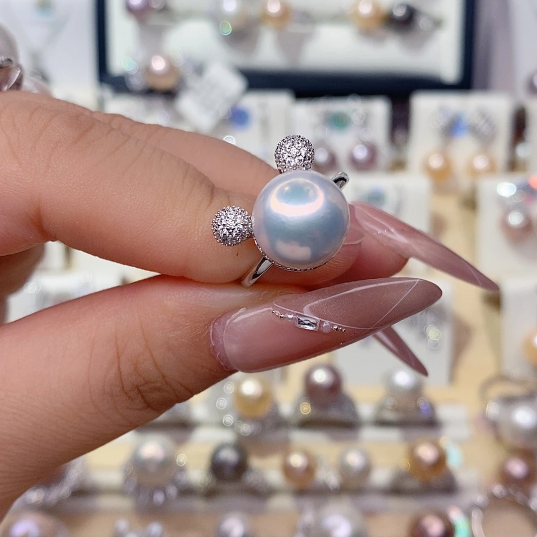 (***)银S925镶嵌戒指淡水珍珠