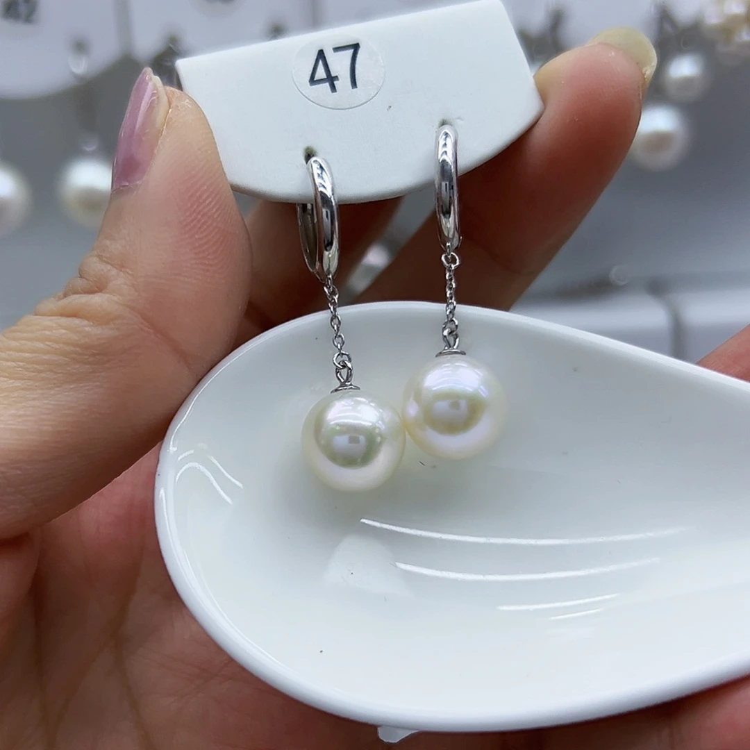 银S925镶嵌耳饰淡水珍珠