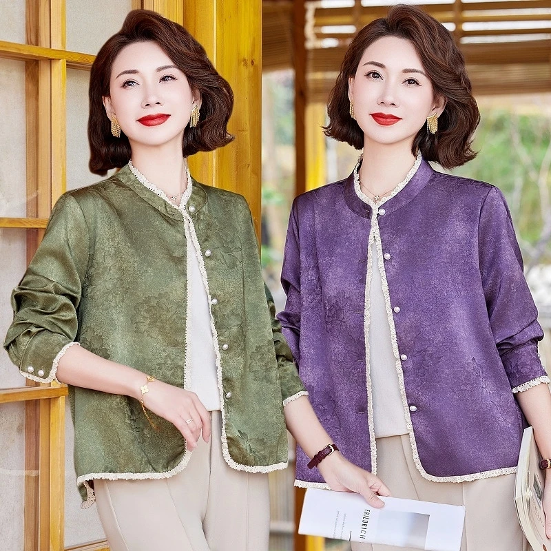 新中式妈妈春装外套国风洋气2025新款中老年春秋女装年轻减龄上衣
