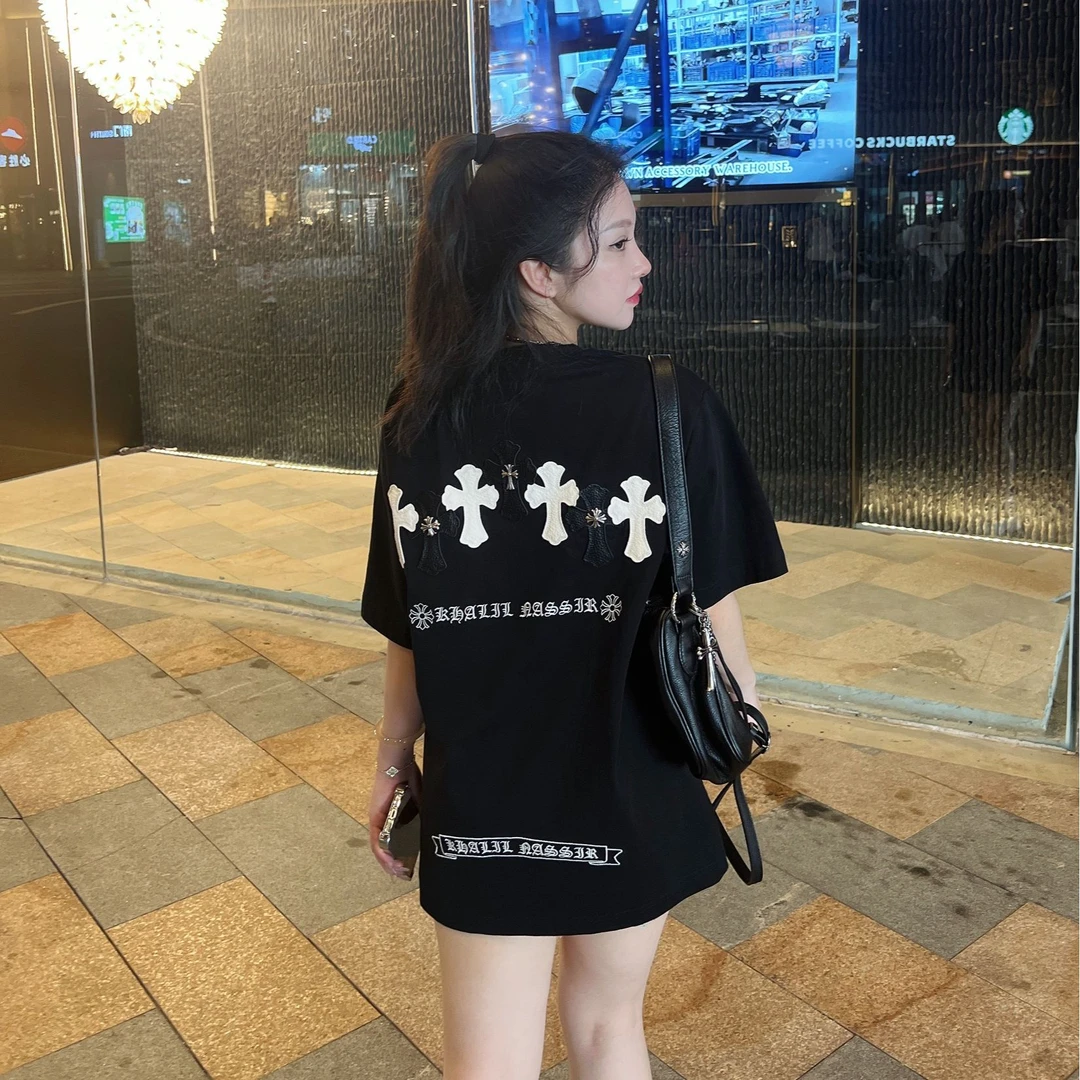 2025情侣款高级感刺绣圆领短袖T恤夏季半袖EP1621百搭