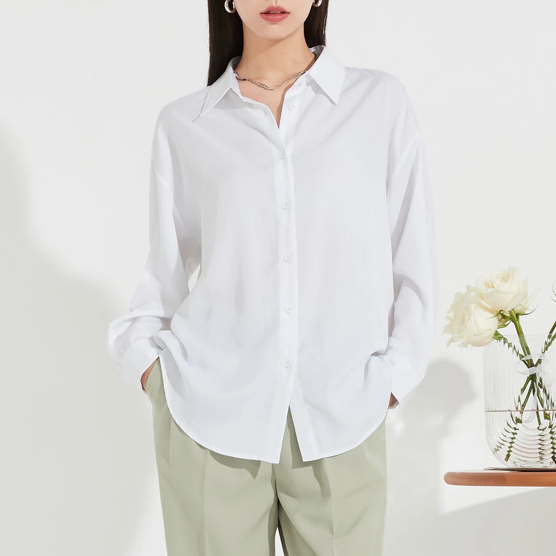 【逸阳断码清仓】纯色长袖衬衫休闲通勤莱赛尔衬衣2025春季 12-34