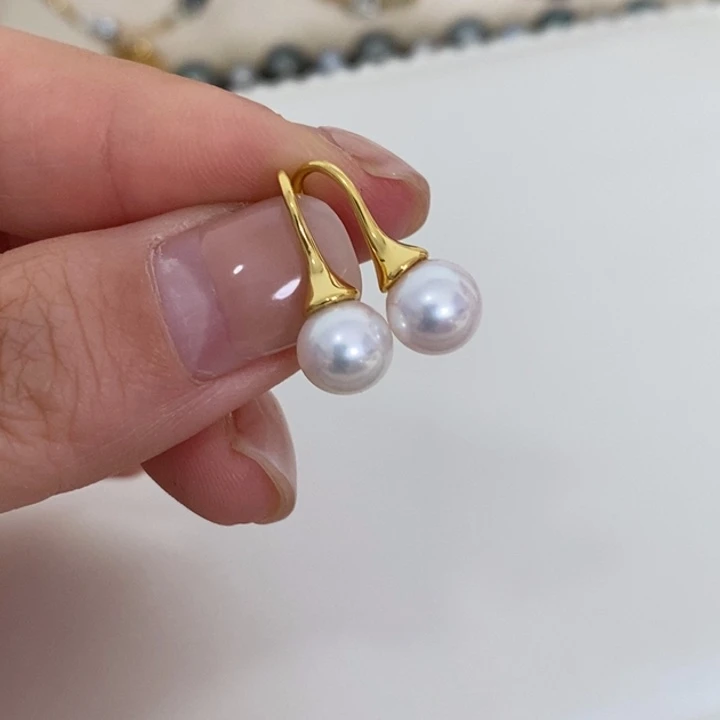 淡水珍珠耳饰银S925镶嵌