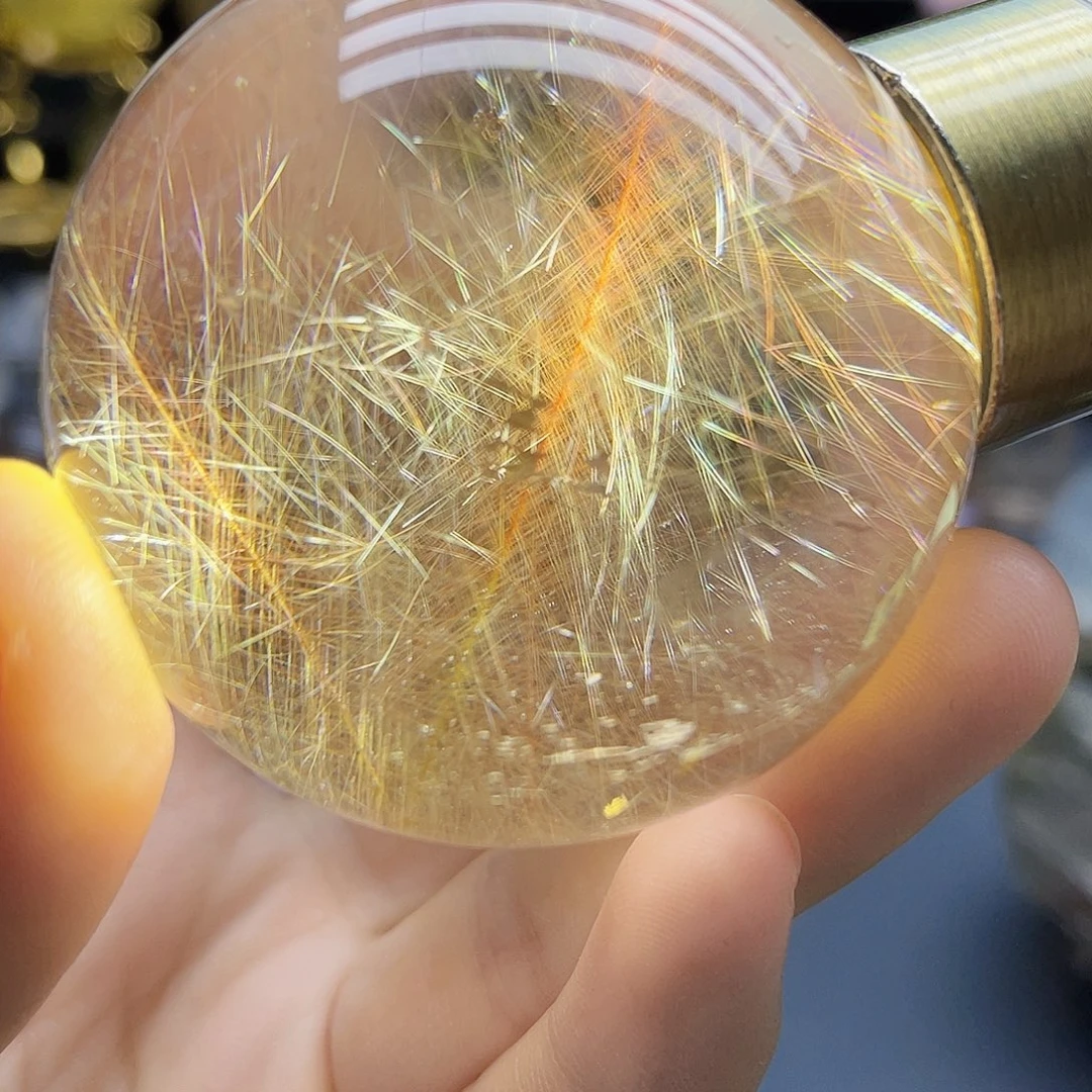 未镶嵌珠宝半成品水晶天然兔毛51.2mm