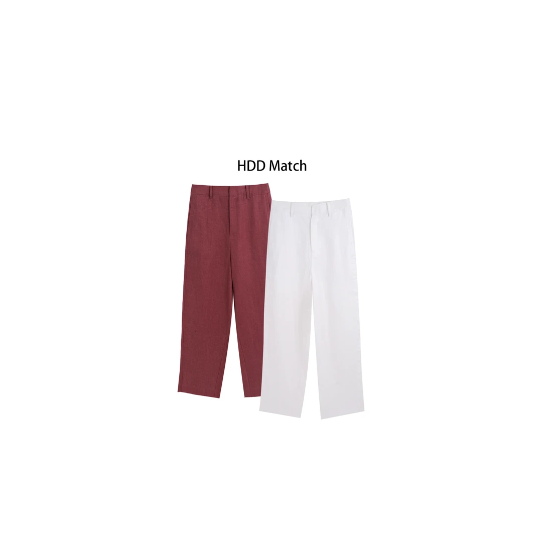 HDD Clothing"简约帅气"夏季女款纯色简约亚麻九分休闲裤 Y7910