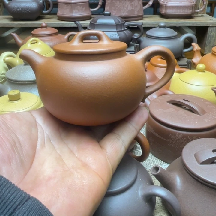 段泥茶壶宜兴紫砂壶半手工平盖壶，200cc