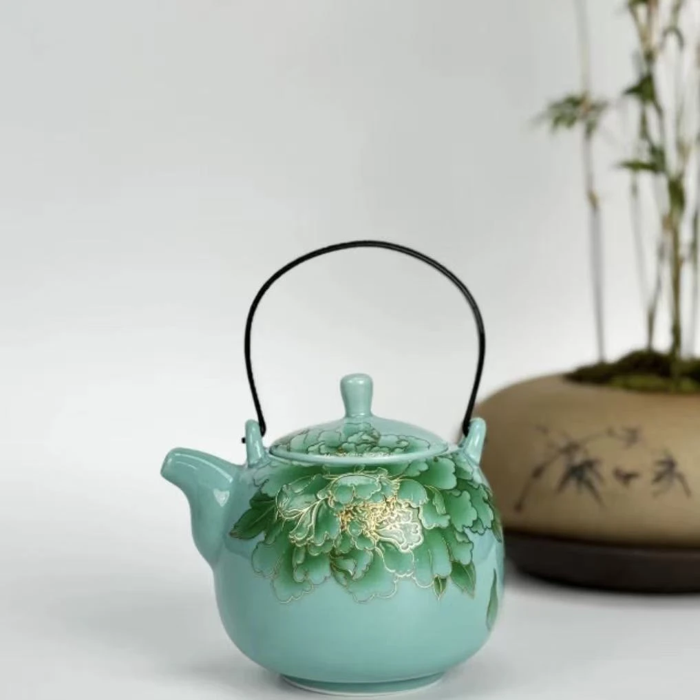 绿松【牡丹】提梁壶C1132