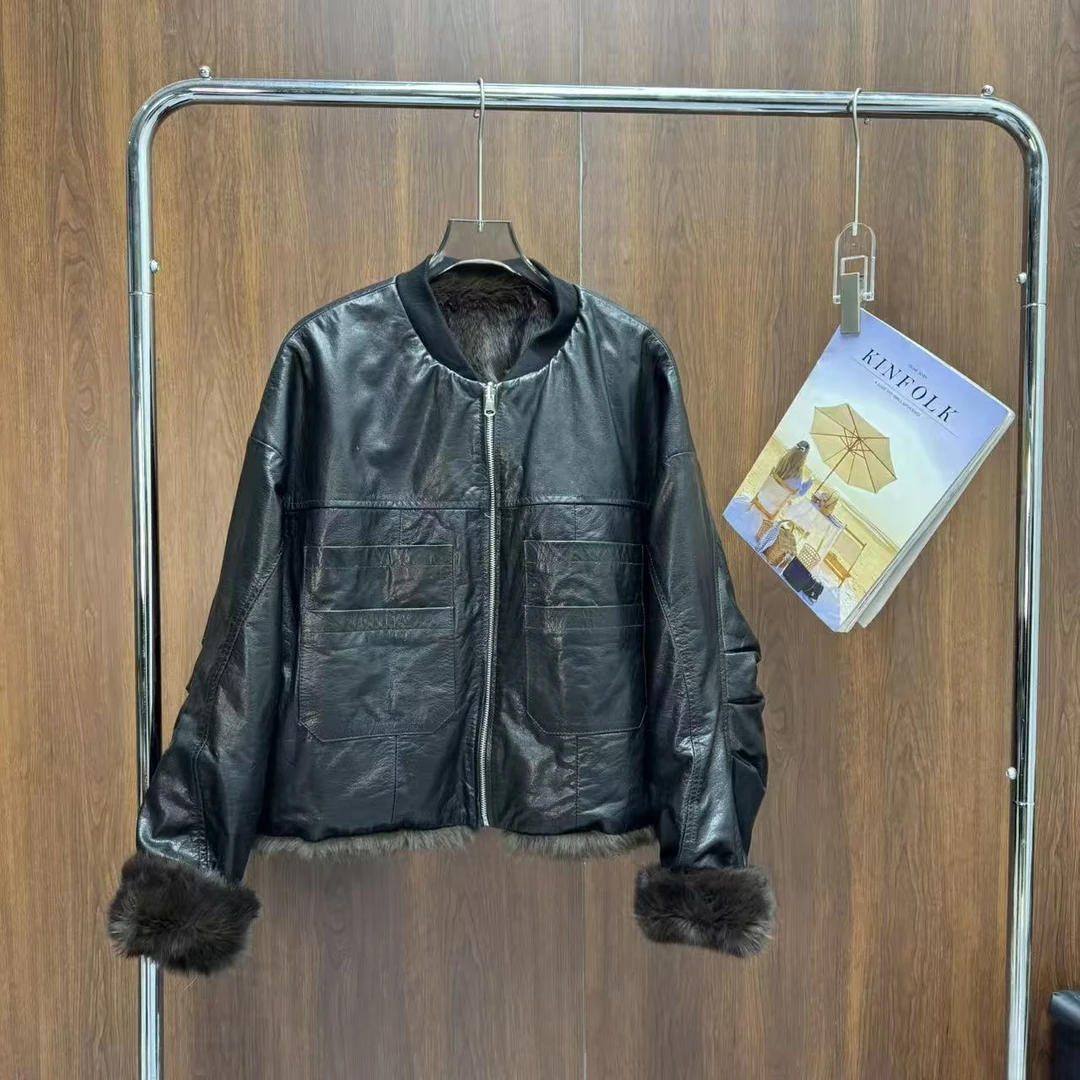 「Darley推荐」“冬款兔毛”｜小牛皮｜真皮加绒外套女士双面百搭时尚潮